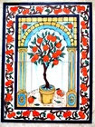 Hand Painted Ceramic tile art Mosaic wall mural Orange Tree BACKSPLASH 18" x 24"