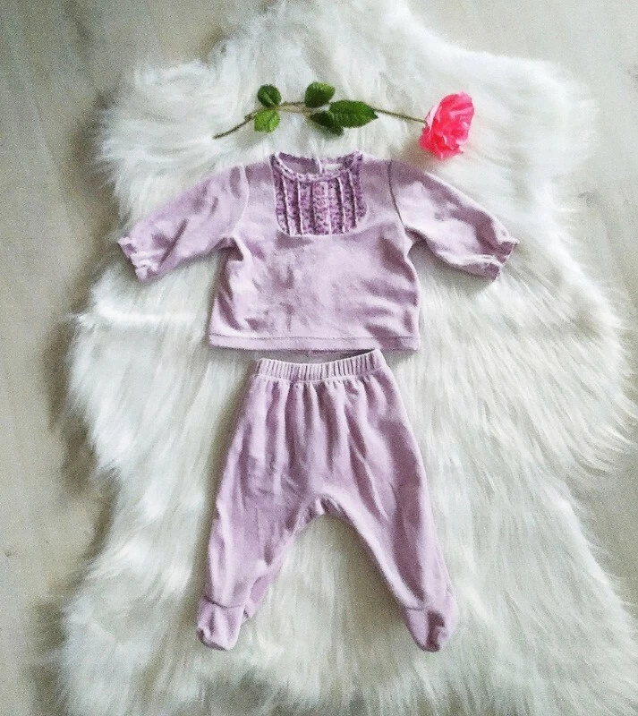 Pyjama velours avec pieds 2 pieces bebe fille 3 mois eBay