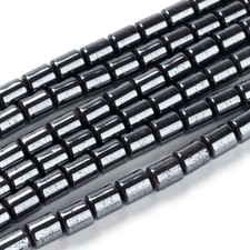 20strands Synthetic Hematite Beads Column Black 4x5mm Non-Magnetic Stone