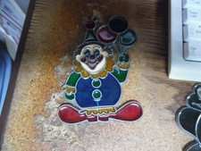 Vintage stained glass clown with balloons window suncatcher- 5"