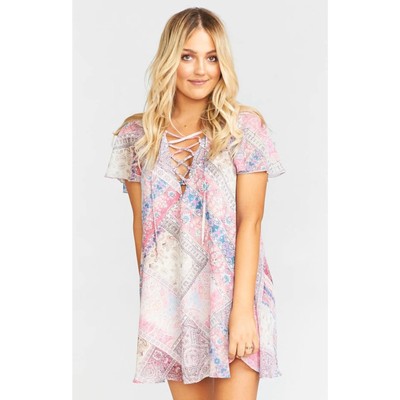 Robe Mini En Dentelle Rose Show Me Your Mumu - Taille L Neuve Avec étiquettes