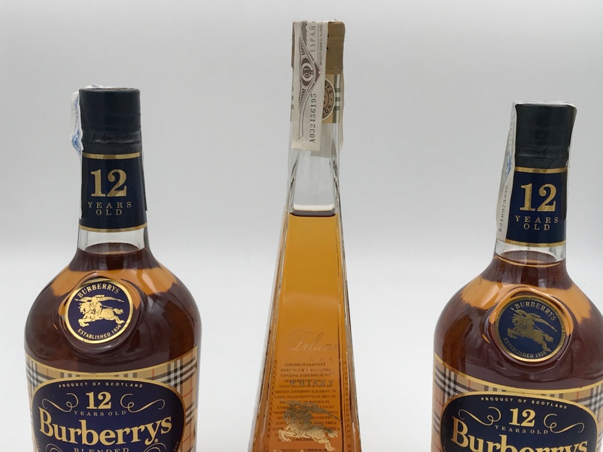 WHISKY BURBERRYS SET 3 BOTTLES 12 YEARS OLD FINEST BLENDED SCOTCH