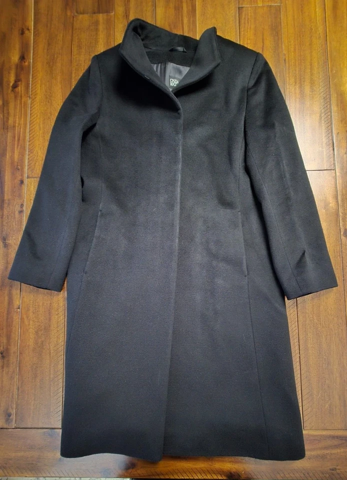 VTG Cinzia Rocca Women's Angora Wool Long Coat Black • Size 112 - Image 2 of 4