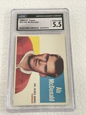 1960-61 Topps #33 Ab McDonald. CGC 5.5 Excellent+ Graded Hockey Trading Card