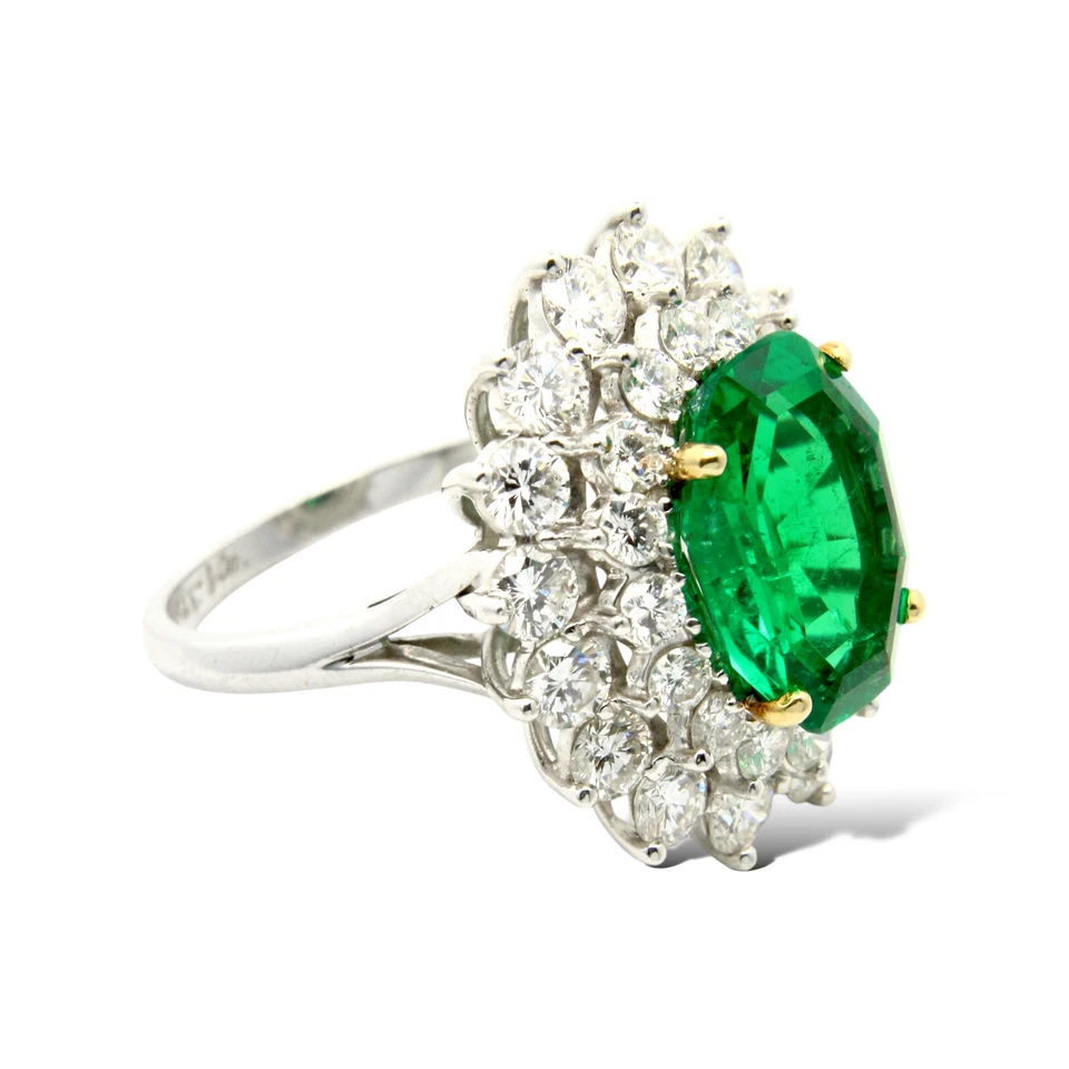 Кольцо TIFFANY & CO с колумбийским изумрудом 3,25 карата бриллиантом платиной 2,40 карата сертификат AGL - Изображение 4 из 4