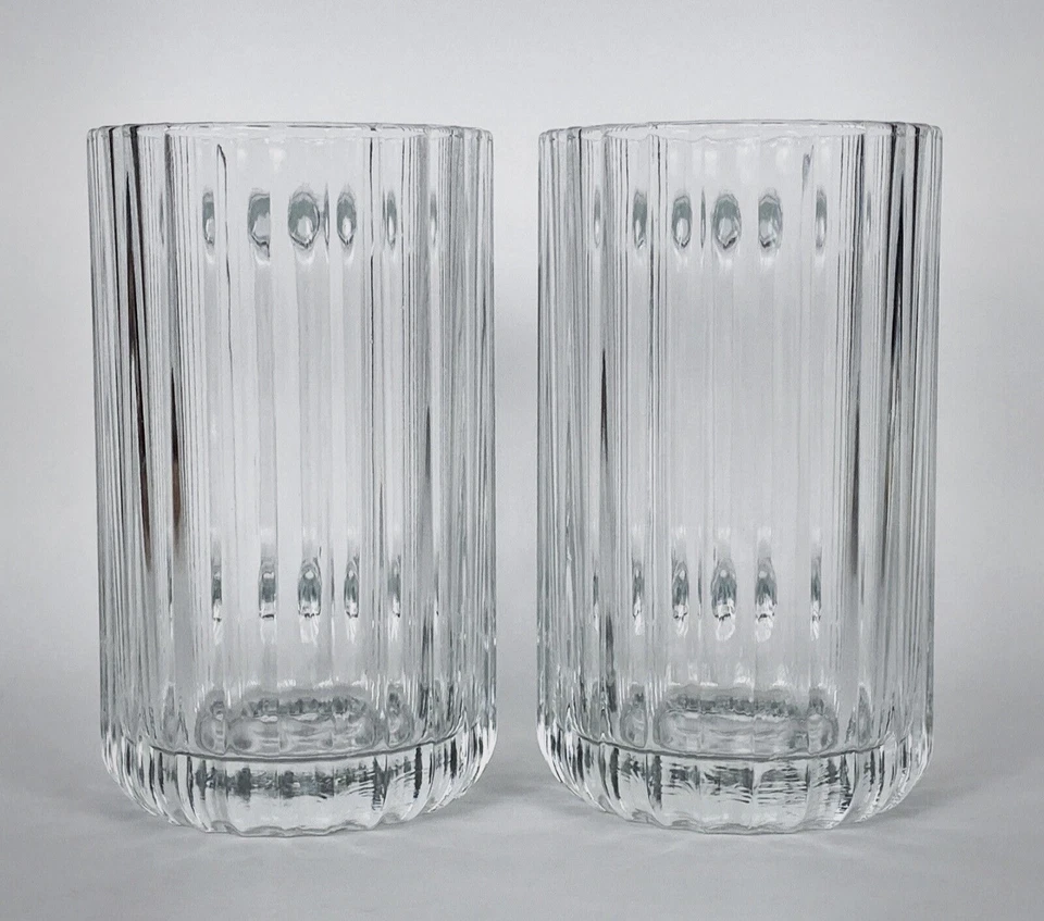 Crown CORNING Bormioli Italia 2 tazas de cerveza vidrio acanalado pesado 16 oz   Foto 4 de 4