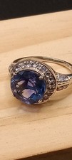 925 Sterling Silver 10mm Blue Spinel Halo Ring Sz 7 SJ534 