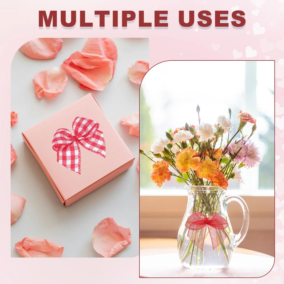 50Pcs 1" Dots Ribbon Twist Tie Bows for Wedding Valentine's Day Red/White Dots Foto 4 de 4