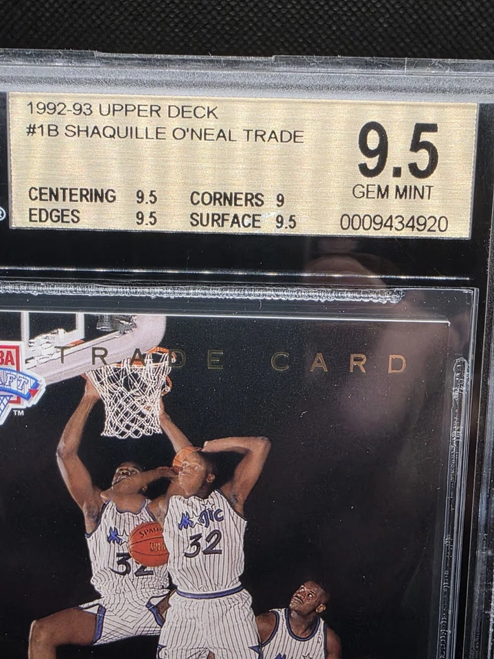 Tarjeta comercial Shaquille O'Neal 1992-93 Upper Deck #1B RC BGS 9,5 gema como nueva ¡¡¡HOF'R!!!! Foto 3 de 4