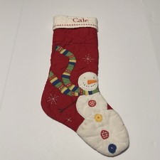 Red Quilted Snowman Christmas Tree Stocking "Cale"