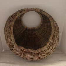 Wicker Woven Hanging Wall Pocket Boho Farmhouse Decorative Basket 18 x 17