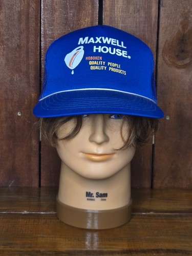 Vintage Maxwell House Coffee Mesh Back Trucker Snapback Hat