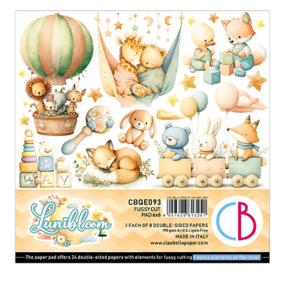 Ciao Bella Paper Lunibloom 6'' x 6'' Fussy Cut Pad Kids Children Baby Scrapbook