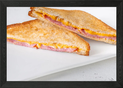 Gerahmtes Wandbild Schinken und Käsesandwich Poster Leinwanddruck Bild