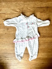 Vintage Baby Girl Pajamas Lace Rosettes and Ruffle Footie PJ Sleeper 3-6 months