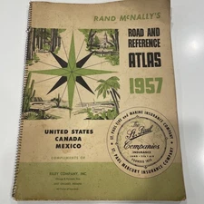 Vintage 1957 Rand McNally's 16" x 12" Road and Reference Atlas: US/Canada/Mexico