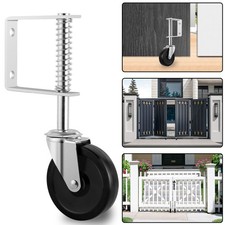 Gate Spring Roller w/4" Solid Wheel Spring Loaded Swivel Caster Fence Heavy Duty