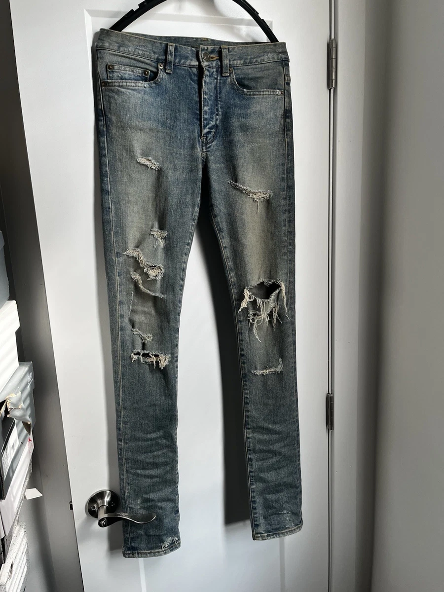 SAINT LAURENT slim denim size 28 エディ Saint Laurent Blue Slim Jeans for Men for sale | eBay