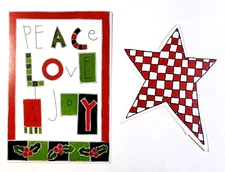 Peace Love & Joy Christmas Star Set of 2 RETIRED My Mind's Eye Die Cut