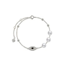 Evil Eye Bracelet for Women, Solid 14kt Real Gold Evil Eye Lucky Protection B...