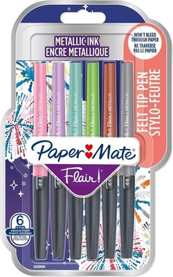 PaperMate Flair Filzstifte Set mittlere Spitze Spitze Spitze farbige Packung x6er Pack