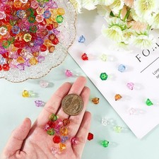 600Pcs Acrylic Flower Bead Caps Transparent Flower Beads Bulk Colorful Bell T...