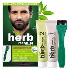Herb For Men Mustache & Beard Dye (Soft Black, 1 Pack), PPD-Free Soft Black 