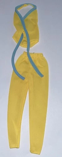 Vtg 1980 My First Barbie #1875 Yellow & Blue Swimsuit & Pants Outfit