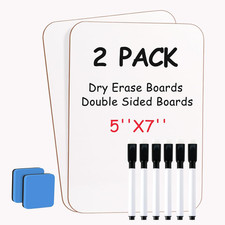 2 Pack Double Sided Mini Dry Erase Boards, 5" X7'' Portable Small Whiteboards wi
