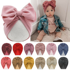 Baby Hat Girls Bows Turban Hat Infant Photography Props Kids Beanie Cap Wraps 2