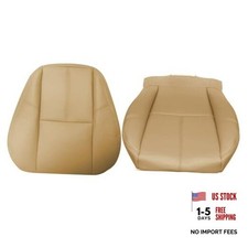 SecosAutoparts Driver Bottom and Top Lean Back Leather Seat Covers Tan