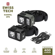Swiss Tech Kumpel 400 Lumen Mini LED Headlamp and Cap Light, IP67 Waterproof