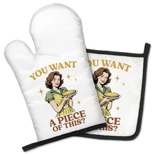 A Piece of This Cute Oven Mitts and Pot Holders Set, Retro Kitchen You Want