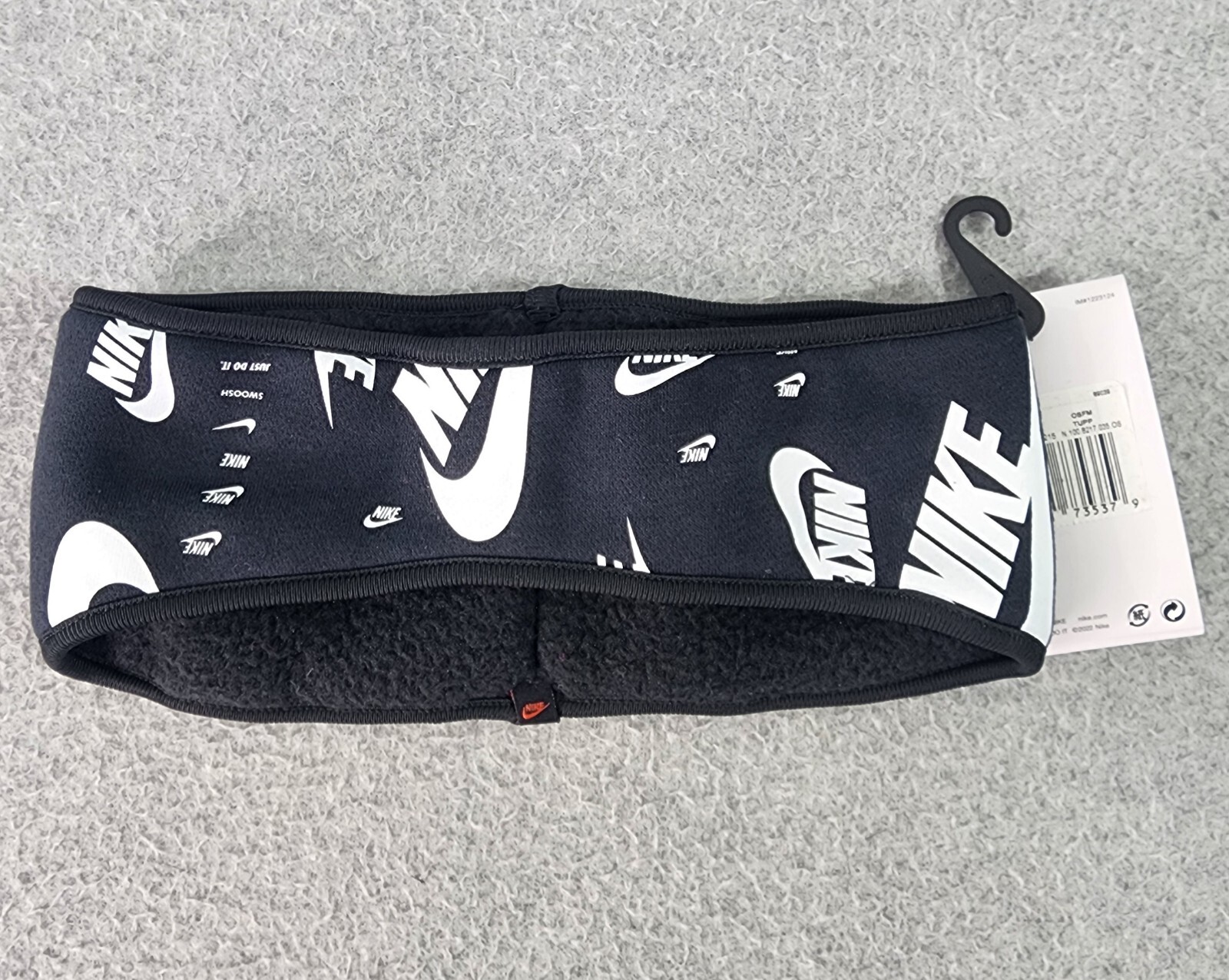 Nike Club Fleece Headband Mens Black/White Swoosh Logo OSFM