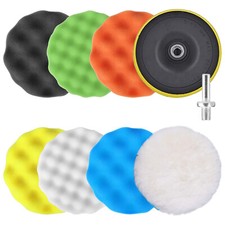 9pcs 5in Car Polishing Buffing Pad Waxing Sponge Set Foam Polisher Kit For Drill