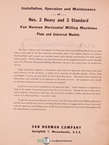 Van Norman 2 y 3, manual de operaciones de fresado y piezas - Imagen 5 de 5