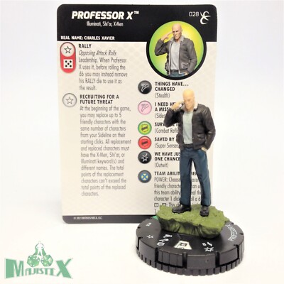 Heroclix X-Men: Rise and Fall set Professor X #028 Uncommon figure w/card!
