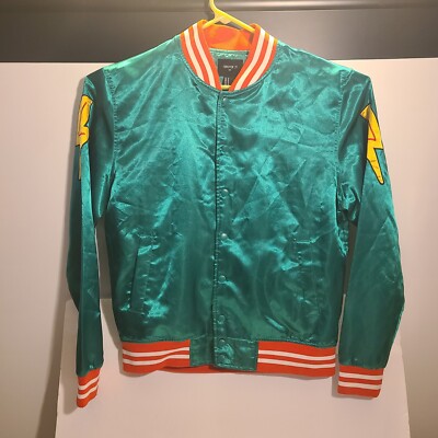 Forever 21 Blessed Satin Bomber Jacket Green Men's Medium ULTRA