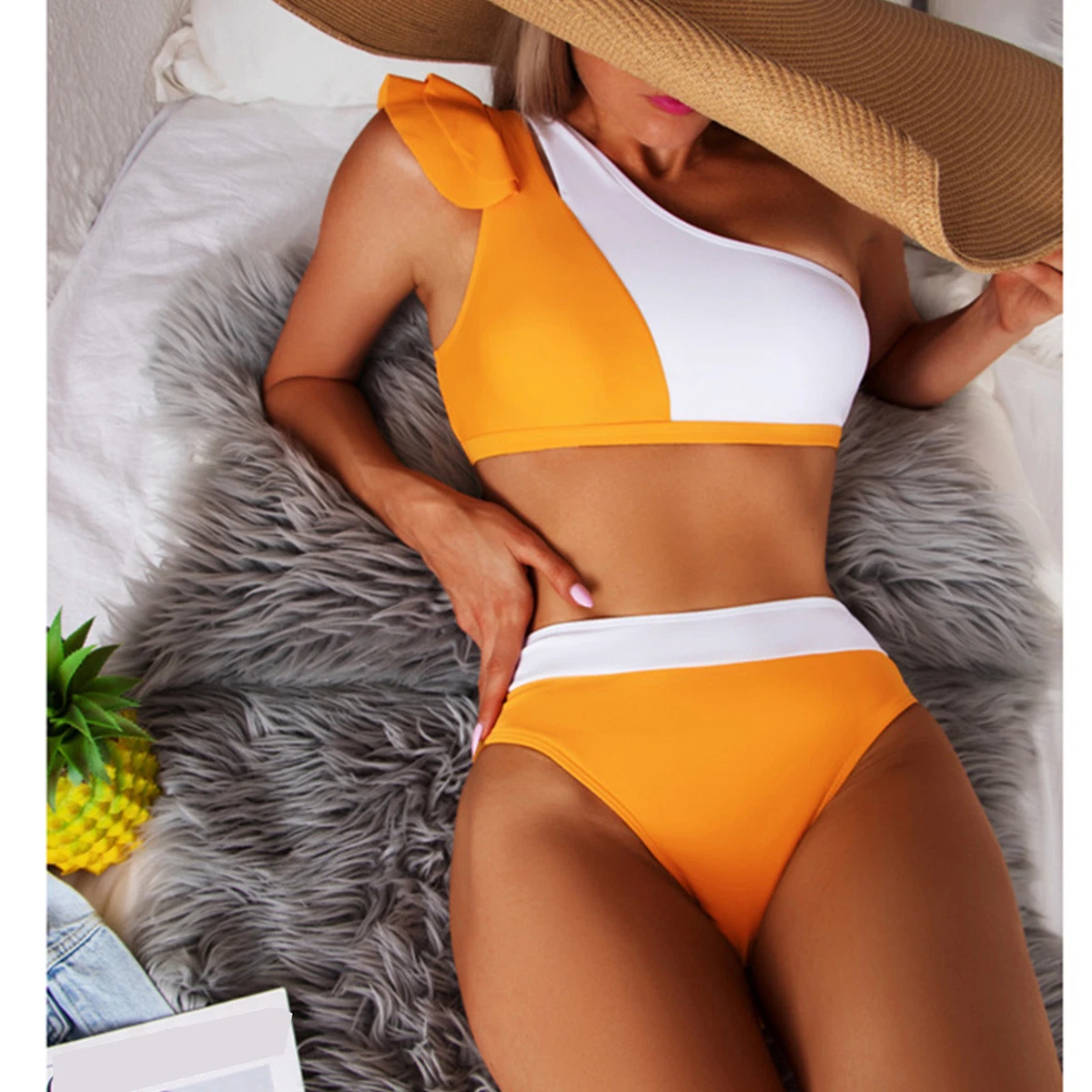 One shoulder high store waisted bikini