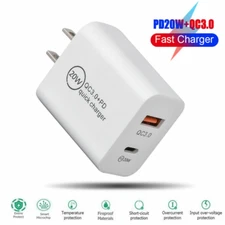 PD 20W Fast USB Wall Charger Power Adapter Type C Cable QC3.0 Lot For iPhone 14