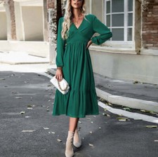 Crossed Front Ruffled Midi Dress