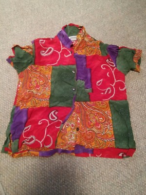 015 Women's Chico's Design Funky Short Sleeve Rayon Shirt Size 0 