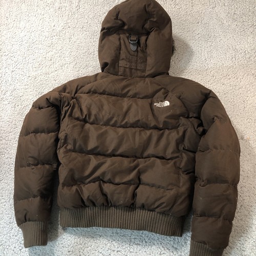 The North Face Women Jacket Medium Goose Down Hood Puffer With Front & Back Logo - Picture 2 of 14