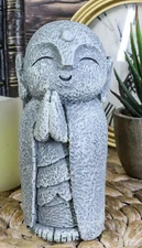 Japanese Buddha Happy Jizo Monk With Hands Clasped In Prayer Mini Statue 4.5"H