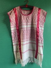 Vintage Guatemalan Huipil Embroidered Woven Tunic Cotton Top Large