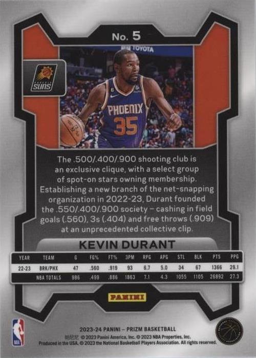 2023-24 Panini Prizm - Kevin Durant #5 for sale | eBay