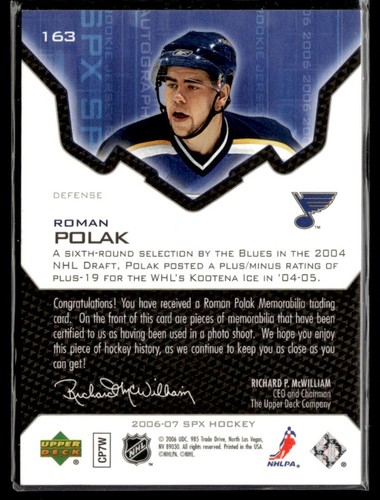 2006-07 SPx Roman Polak Rookie 1665/1999 #163 H11R2B - Picture 2 of 2