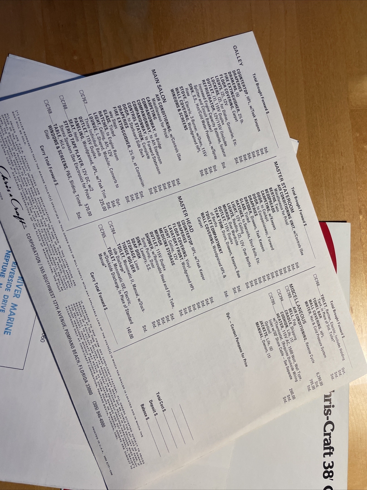 Chris Craft 1977 Vintage Corinthian 38 Yacht Brochure Package With Spec Sheet
