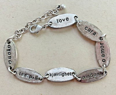 Women s Bracelet Love in Different Languages Etched Words