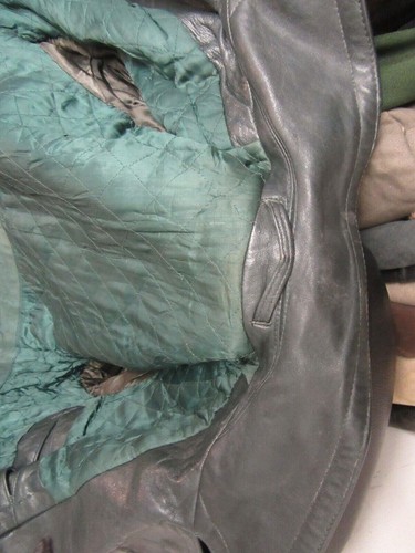 VINTAGE WW2 LEATHER GERMAN GREEN TRENCH COAT JACKET SIZE UK M - Picture 16 of 17